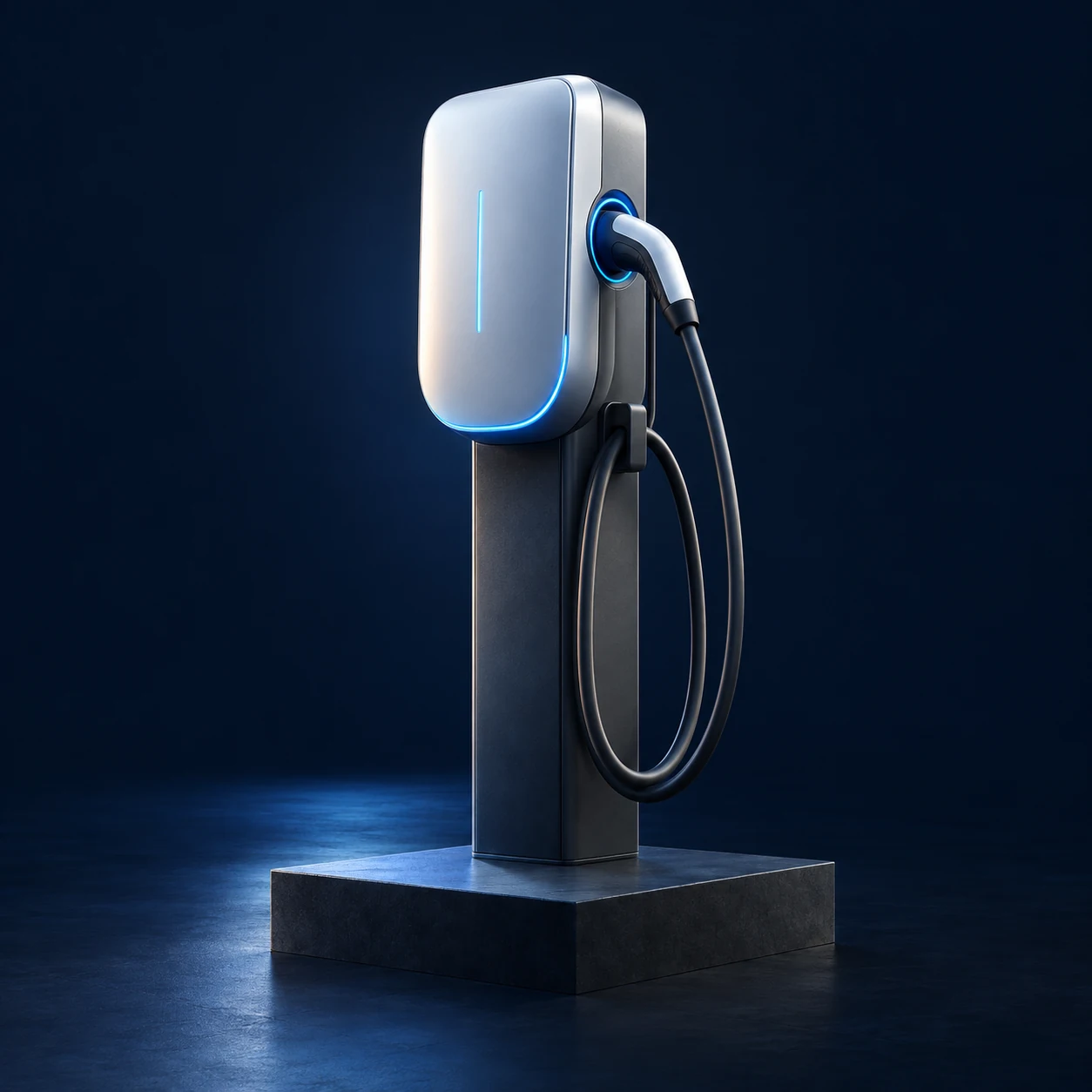 3D illustration of an EV charging station